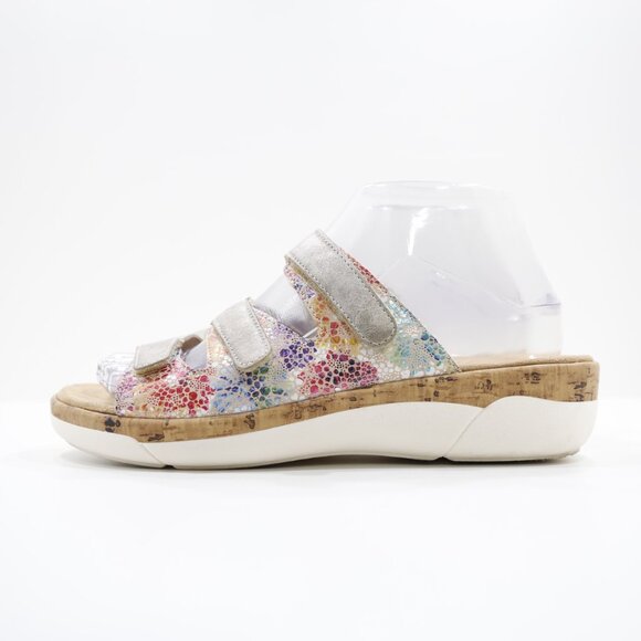 Remonte Multicolor Leather 1.5" Mini Wedge Adjustable Slide Sandals - 7/EU 38 - Picture 1 of 7